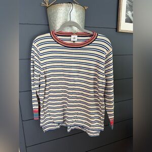 Cabi Cadet Pullover Striped Sweater blue multi color lightweight small